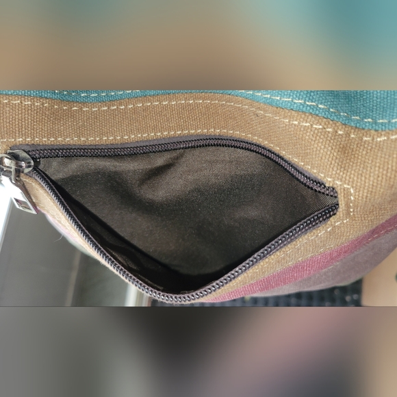 Snug Star Canvas Multi-Color Striped Cross Body Shoulder Bag/Tote - Picture 9 of 16